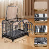 37in Heavy Duty Dog Crate, Furniture Style Dog Crate with Removable Trays and Wheels for High Anxiety Dogs
