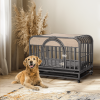 37in Heavy Duty Dog Crate, Furniture Style Dog Crate with Removable Trays and Wheels for High Anxiety Dogs