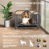 37in Heavy Duty Dog Crate, Furniture Style Dog Crate with Removable Trays and Wheels for High Anxiety Dogs